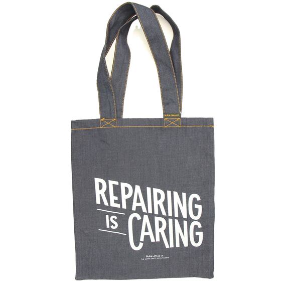 Nudie Jeans Blue Repairing Is Caring Organic Denim Tote Bag - Picture 2 of 4